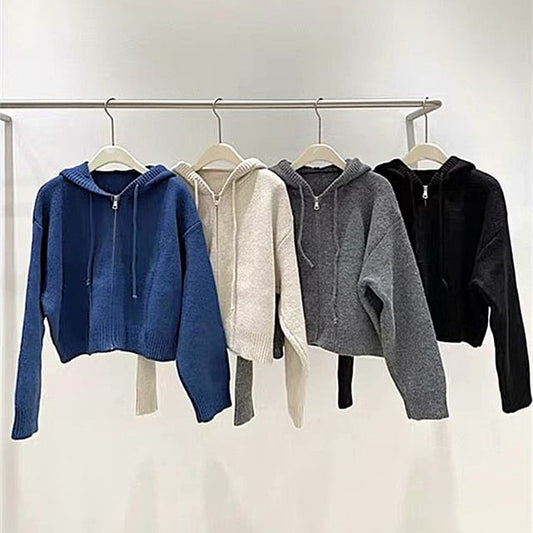 Long Sleeve Zip Hooded Cardigan