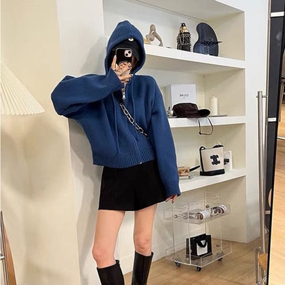Long Sleeve Zip Hooded Cardigan
