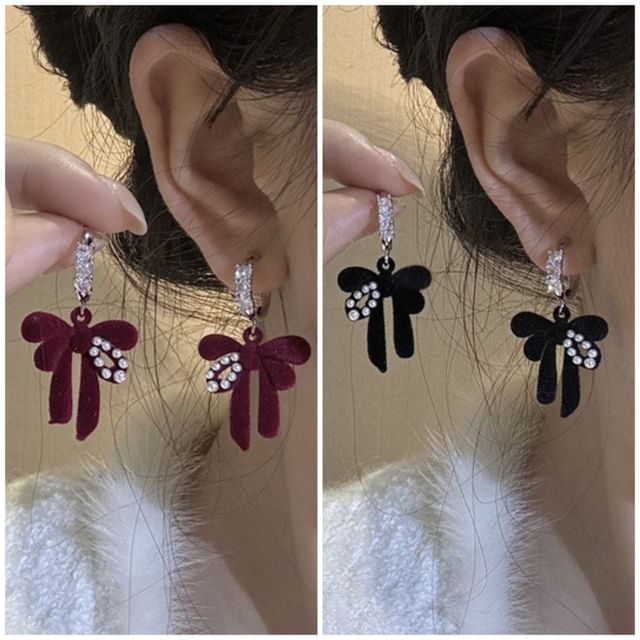 Rhinestone Bowknot Drop Earring