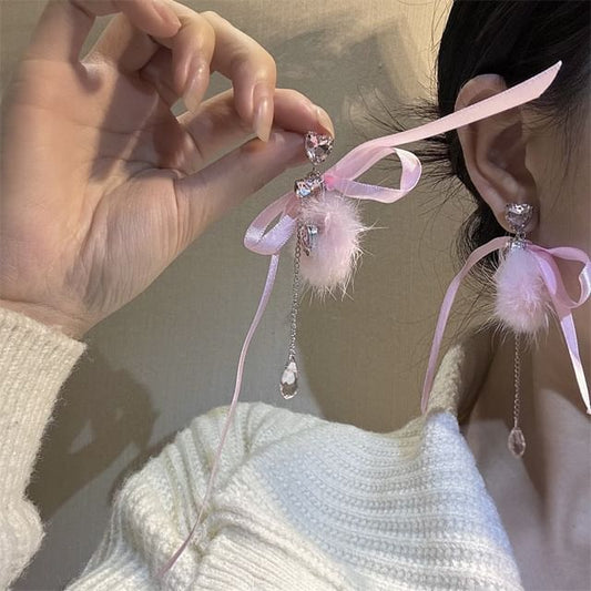 Rhinestone Bowknot Dangle Earring