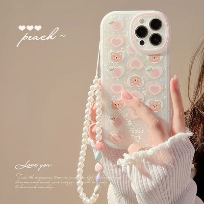 Case Peach Bear Set Phone Strap /