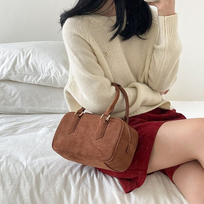 Top Handle Faux Suede Crossbody Bag