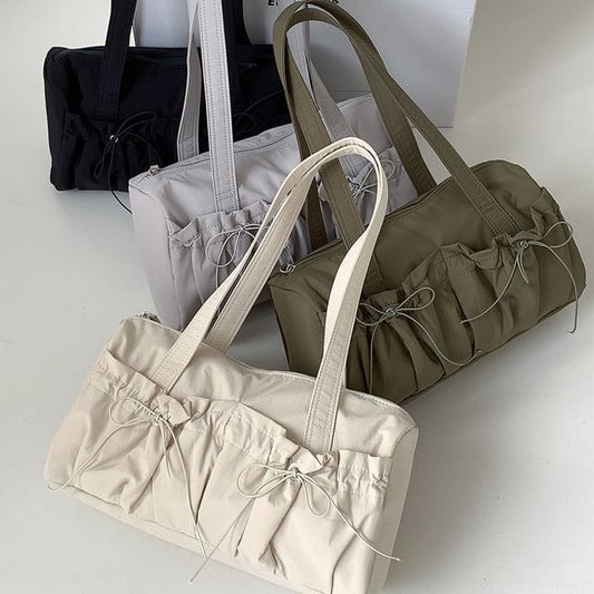 Plain Bow Nylon Tote Bag