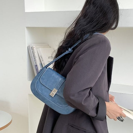 Faux Leather Flap Shoulder Bag