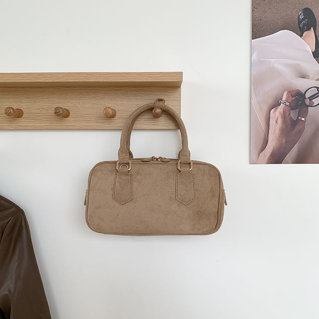 Top Handle Faux Suede Crossbody Bag