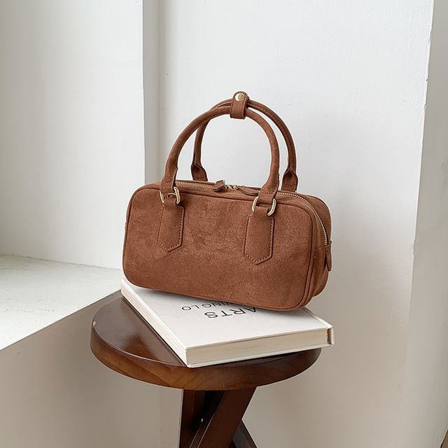 Top Handle Faux Suede Crossbody Bag