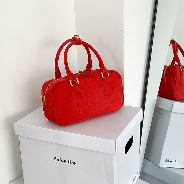 Top Handle Faux Suede Crossbody Bag