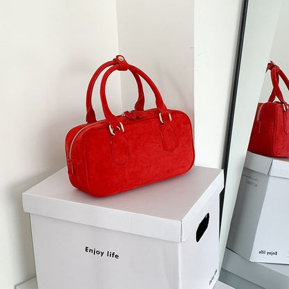 Top Handle Faux Suede Crossbody Bag