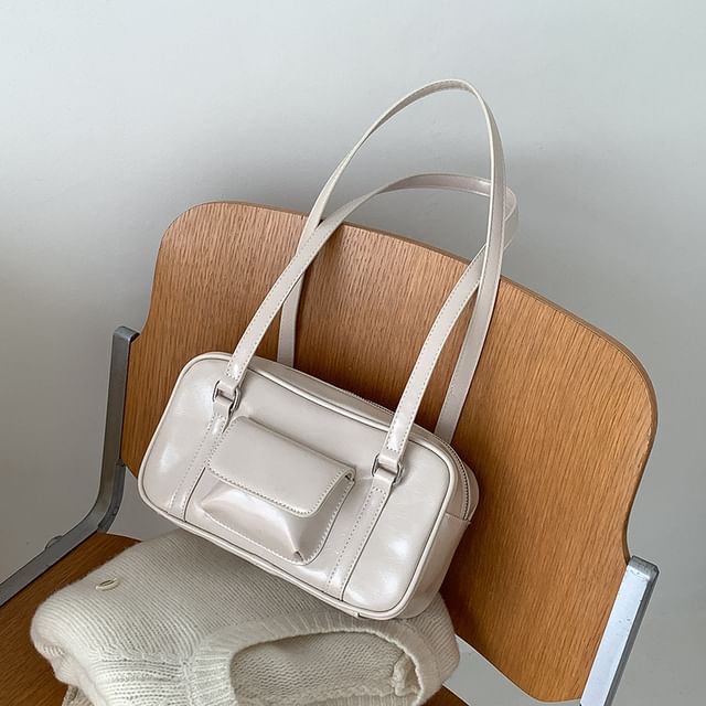 Plain Faux Leather Shoulder Bag