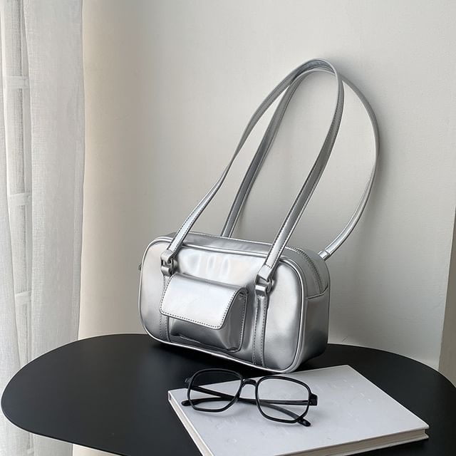 Plain Faux Leather Shoulder Bag