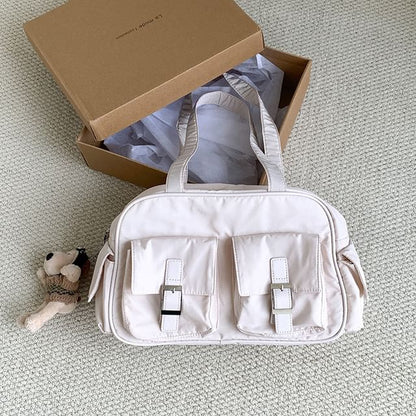 Plain Buckled Nylon Carryall Bag