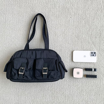 Plain Buckled Nylon Carryall Bag