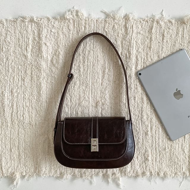 Faux Leather Flap Shoulder Bag