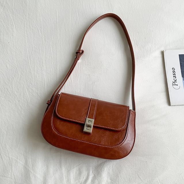 Faux Leather Flap Shoulder Bag