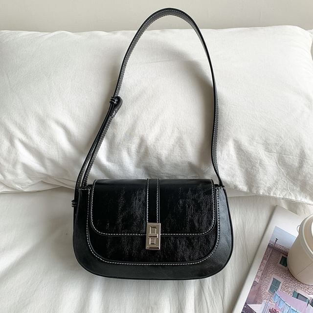 Faux Leather Flap Shoulder Bag
