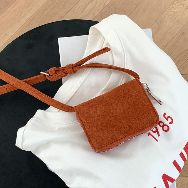 Plain Faux Suede Crossbody Bag