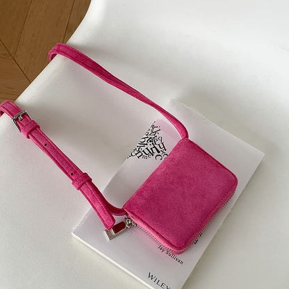 Plain Faux Suede Crossbody Bag