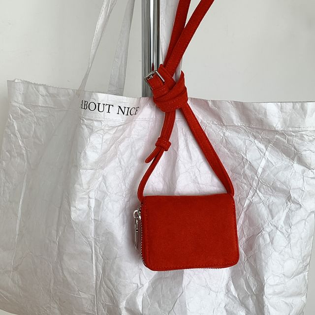 Plain Faux Suede Crossbody Bag