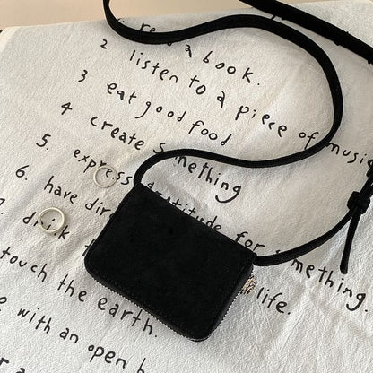 Plain Faux Suede Crossbody Bag