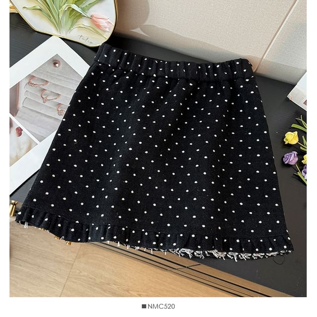 Ruffle-Hem Polka-Dot Mini Skirt