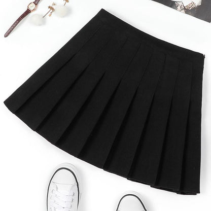 Elevated Waist Pleated Flared Mini Skirt