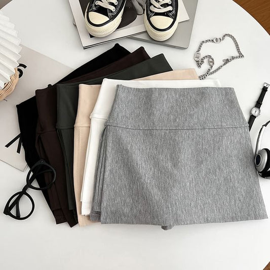 High-Rise Solid Mini Flared Skirt