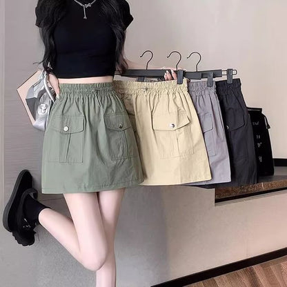 Elevated Waist Solid Mini Flared Skirt
