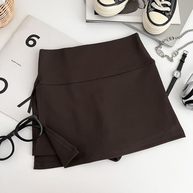 High-Rise Solid Mini Flared Skirt