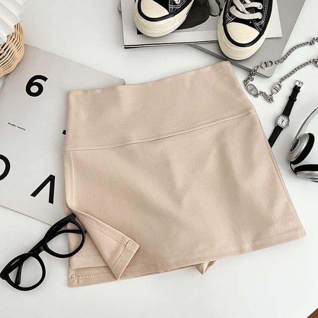 High-Rise Solid Mini Flared Skirt