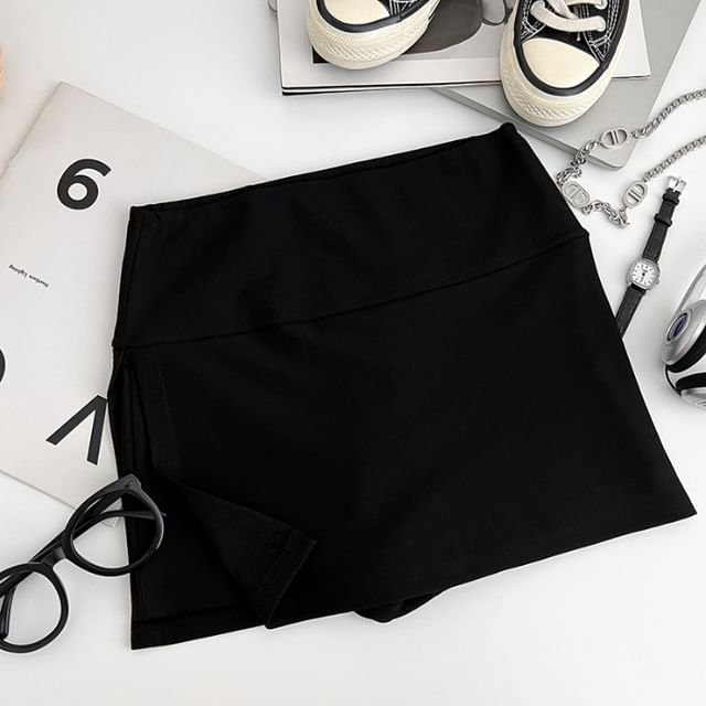 High-Rise Solid Mini Flared Skirt