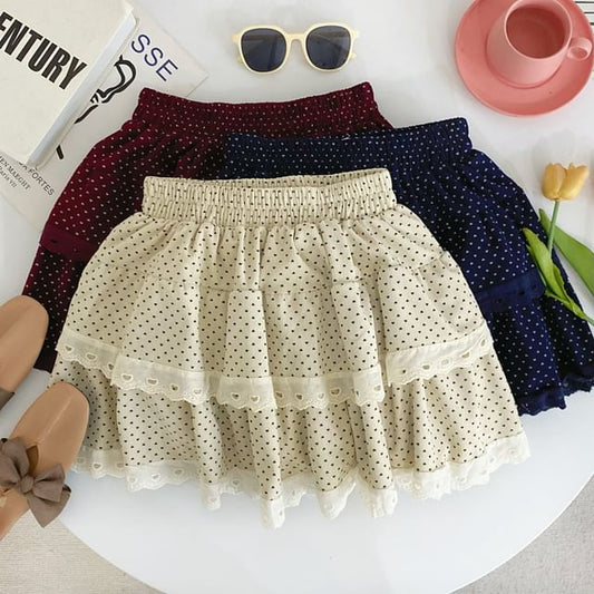 Low Waist Dotted Flared Mini Skirt