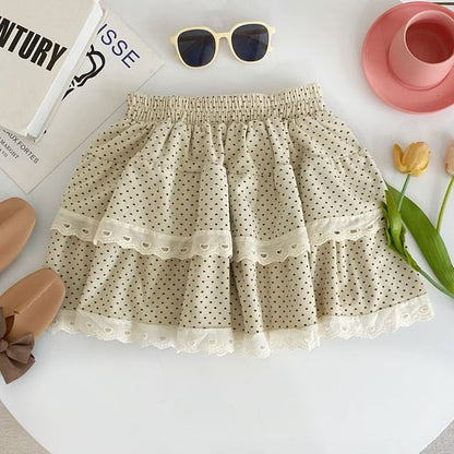 Low Waist Dotted Flared Mini Skirt