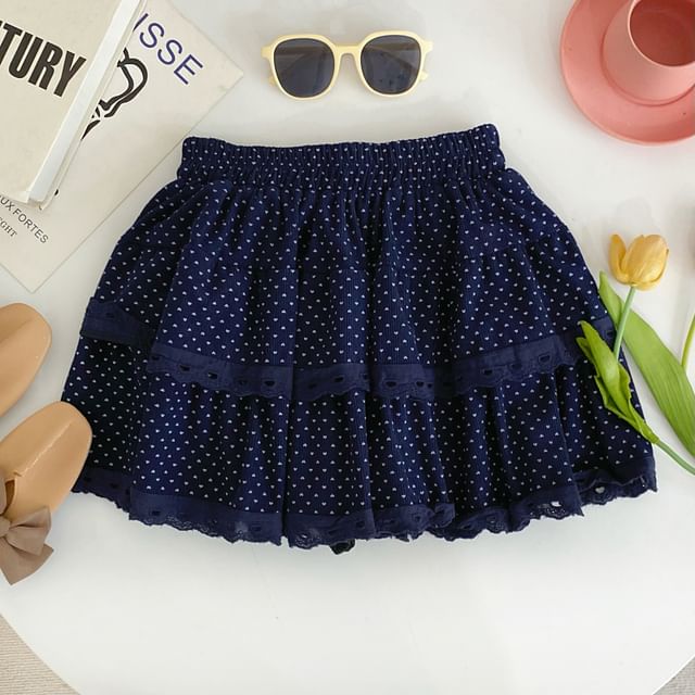 Low Waist Dotted Flared Mini Skirt