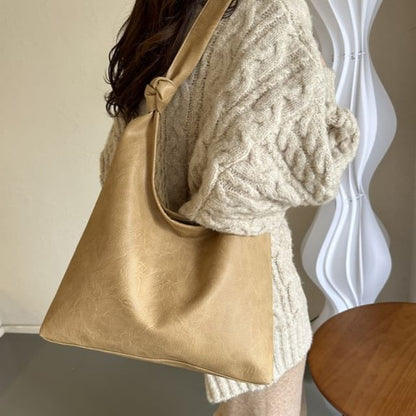 Simple Knotted Faux Leather Shoulder Bag