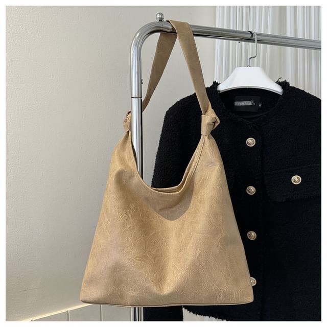 Simple Knotted Faux Leather Shoulder Bag