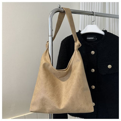 Simple Knotted Faux Leather Shoulder Bag