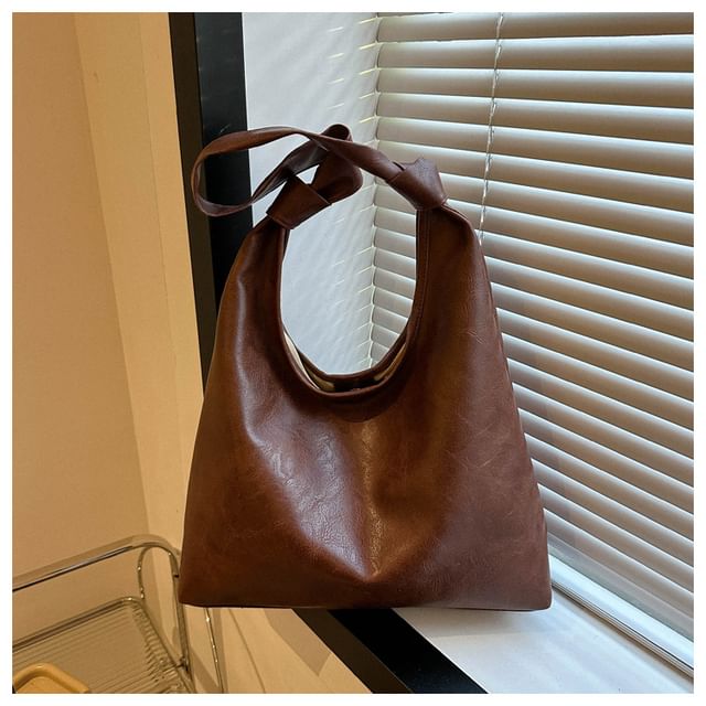 Simple Knotted Faux Leather Shoulder Bag