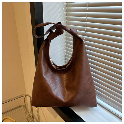 Simple Knotted Faux Leather Shoulder Bag