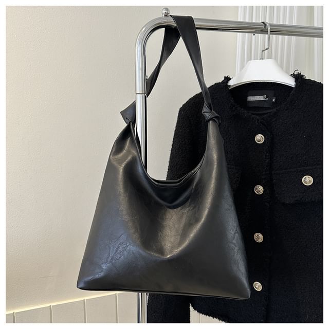 Simple Knotted Faux Leather Shoulder Bag