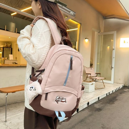 Lettering Applique Nylon Backpack / Bag Charm / Set