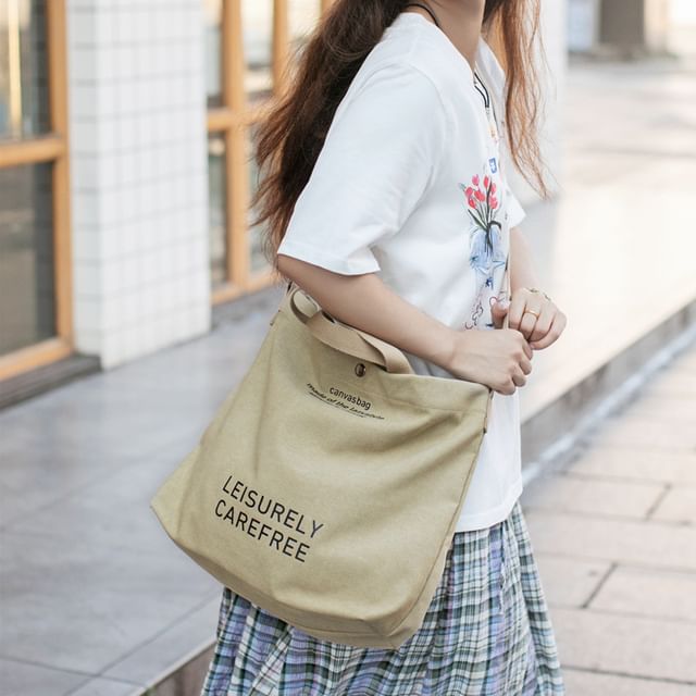 Lettering Canvas Tote Bag