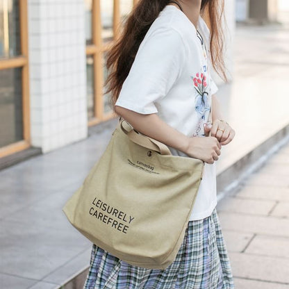 Lettering Canvas Tote Bag
