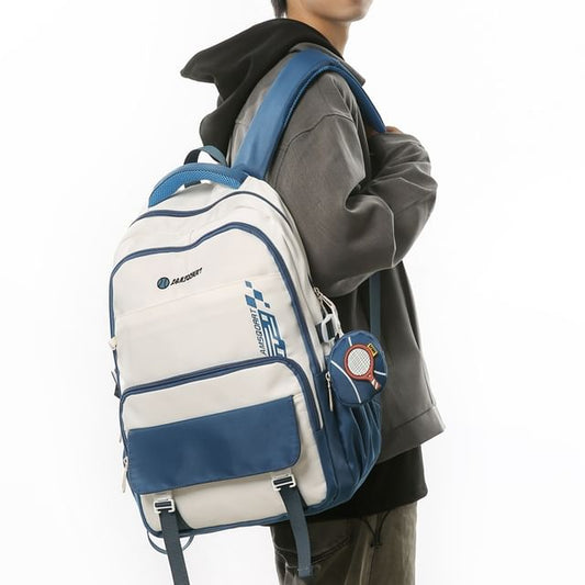 Set: Lettering Buckled Nylon Backpack + Coin Purse