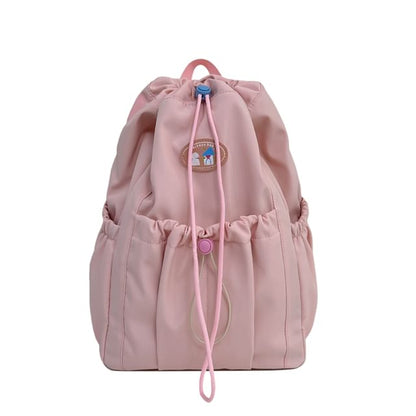 Applique Drawstring Nylon Backpack