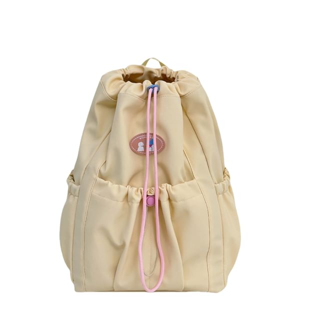 Applique Drawstring Nylon Backpack