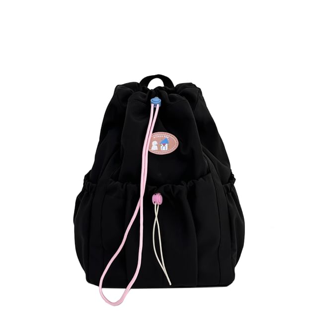 Applique Drawstring Nylon Backpack