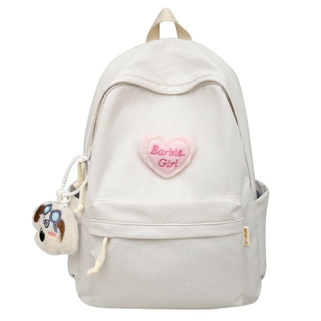 Plaid Nylon Backpack / Brooch / Set