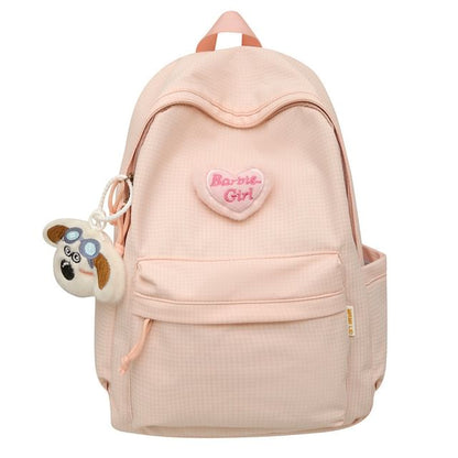 Plaid Nylon Backpack / Brooch / Set