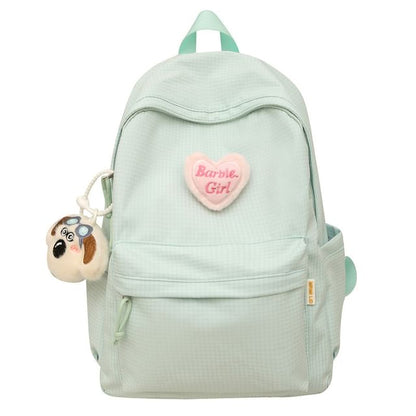 Plaid Nylon Backpack / Brooch / Set