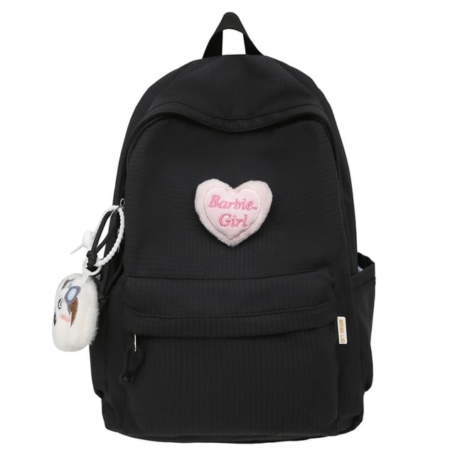 Plaid Nylon Backpack / Brooch / Set